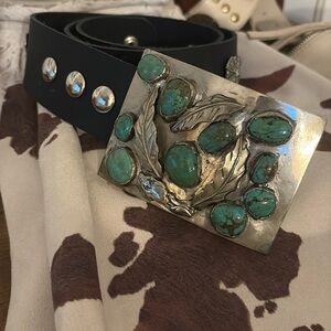 Genuine turquoise belt buckle